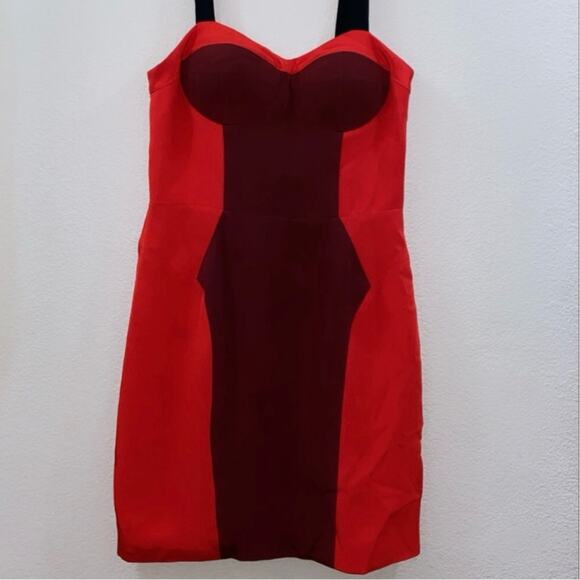 Rebecca Minkoff Red and Black Mini Dress Sz. 8 - Picture 11 of 12